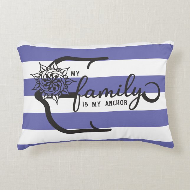 Nautical Ma famille est mon Ancre Accent Coussin (Devant)