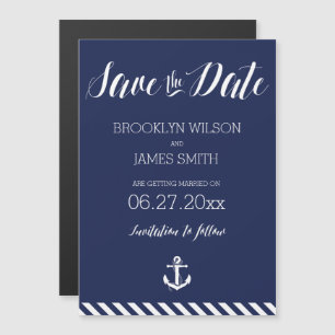 Nautical Magnetic Wedding Save The Date Stripes Invitation