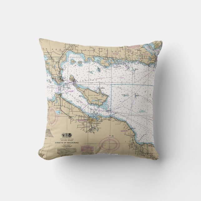 Nautical Map Decor Throw Pillow (Front)