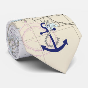Nautical Map Decor Tie