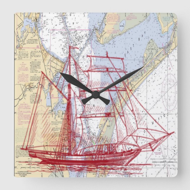 Nautical Map Of Galveston Bay Clock (Front)