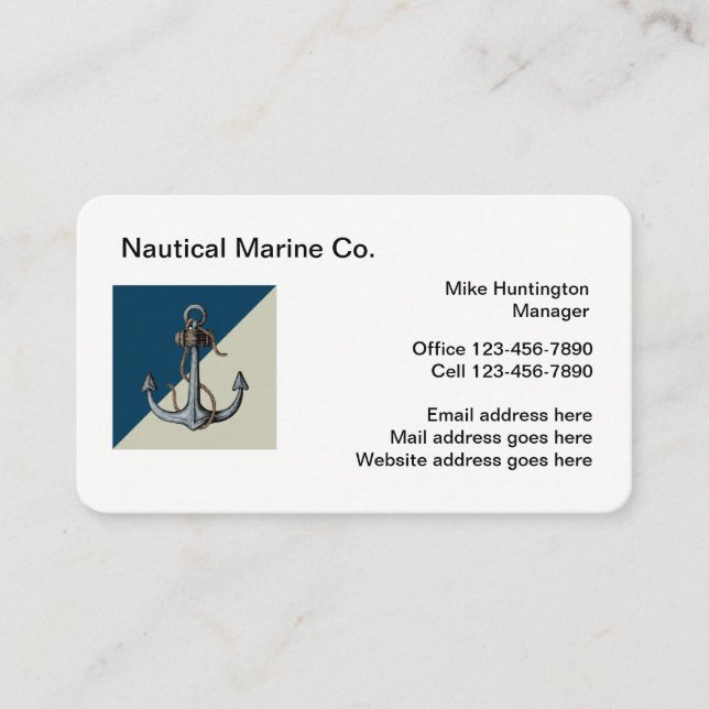 Nautical Marine Boat Anchor Business Card (Front)