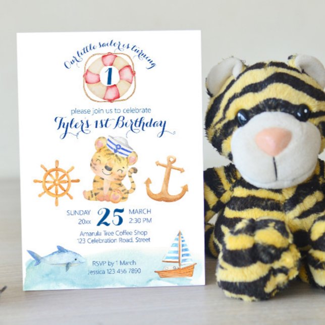 Nautical marine sailing theme pastel watercolor in invitation (Creator Uploaded)