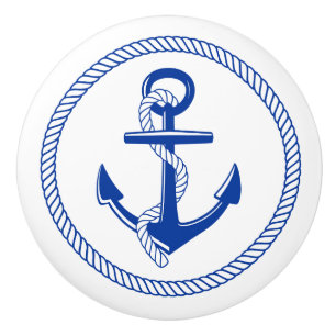 Nautical Marine Ship Boat Anchor and Line Roping Ceramic Knob