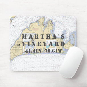Nautical Martha's Vineyard Latitude Longitude Mouse Pad