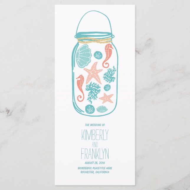 Nautical Mason Jar White Seaside Wedding Programs (Front)
