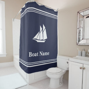 Nautical Midnight Blue and White Sailboat Add Text