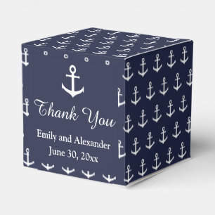 Nautical Midnight Blue with White Anchors Favor Box
