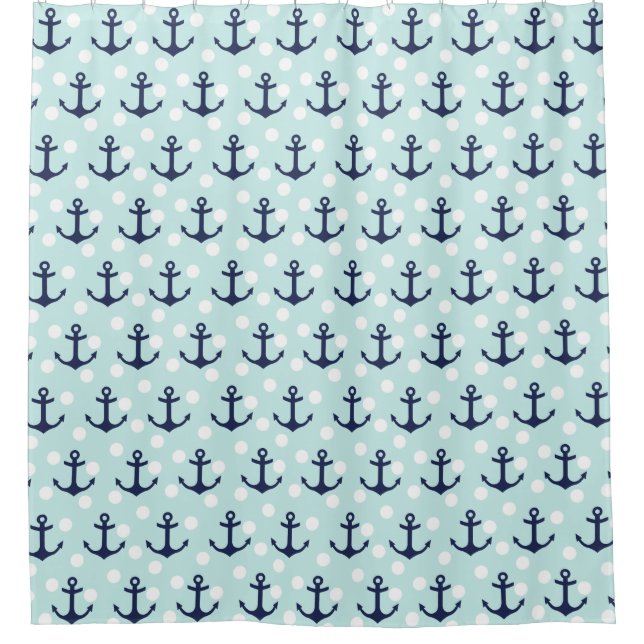 Nautical Mint Polka Dots And Navy Blue Anchors (Front)