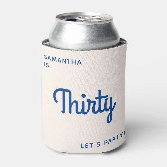 Nautical Modern Retro Fun Personalized 30 birthday Can Cooler (Can Front)