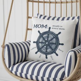Nautical Mom Steady Helm Family Names Throw Pillow