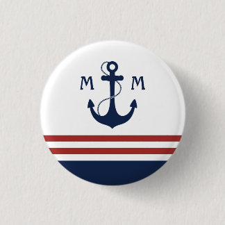 Nautical Monogram 1 Inch Round Button