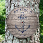 Nautical Monogram Anchor Beige Wood Dartboard<br><div class="desc">Personalized nautical anchor design. Great for a family reunion,  wedding,  or family gift.</div>