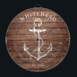 Nautical Monogram Anchor Brown Wood Dartboard<br><div class="desc">Personalized nautical anchor design. Great for a family reunion,  wedding,  or family gift.</div>