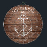 Nautical Monogram Anchor Brown Wood Dartboard<br><div class="desc">Personalized nautical anchor design. Great for a family reunion,  wedding,  or family gift.</div>