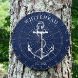 Nautical Monogram Anchor Navy Blue Dartboard<br><div class="desc">Personalized nautical anchor design. Great for a family reunion,  wedding,  or family gift.</div>