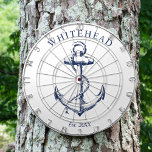 Nautical Monogram Anchor White Dartboard<br><div class="desc">Personalized nautical anchor design. Great for a family reunion,  wedding,  or family gift.</div>