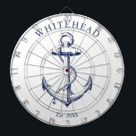 Nautical Monogram Anchor White Dartboard<br><div class="desc">Personalized nautical anchor design. Great for a family reunion,  wedding,  or family gift.</div>