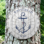 Nautical Monogram Anchor White Wood Dartboard<br><div class="desc">Personalized nautical anchor design. Great for a family reunion,  wedding,  or family gift.</div>