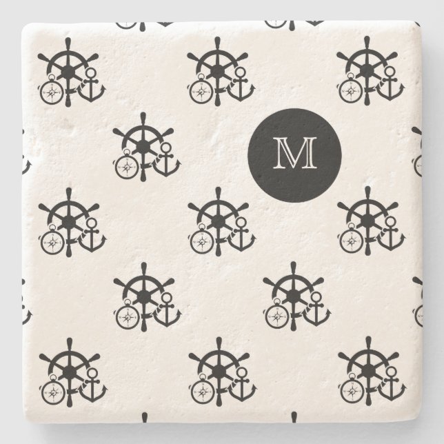 Nautical Monogram Drink Coasters (Front)