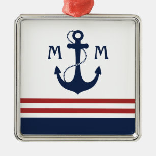 Nautical Monogram Metal Ornament