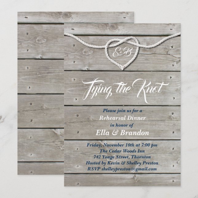 Nautical Monogram Rehearsal Dinner Invite (Front/Back)