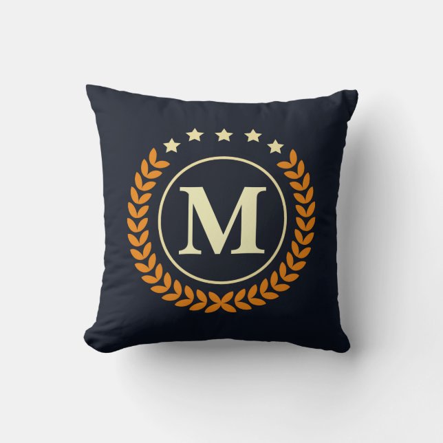 Nautical Monogram Throw Pillow (Front)
