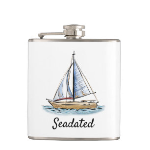 Nautical monogrammed flask with sailboat