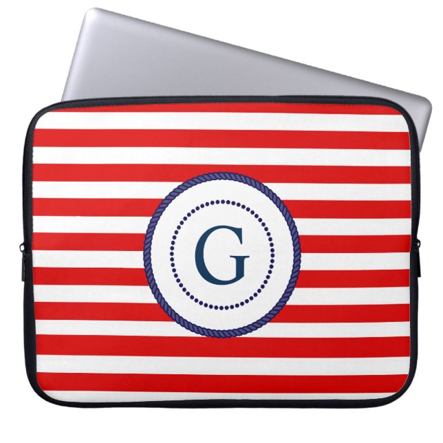 Nautical Monogrammed Laptop Case (Front)