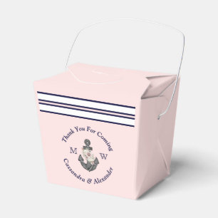 Nautical Monogrammed Pink Navy Blue Floral Anchor Favor Box