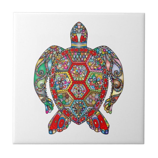 Nautical Mosaic Sea Turtle Colourful Tile (Front)