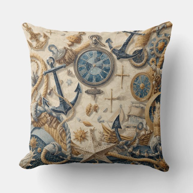 Nautical Mosaic Throw Pillow (Front)