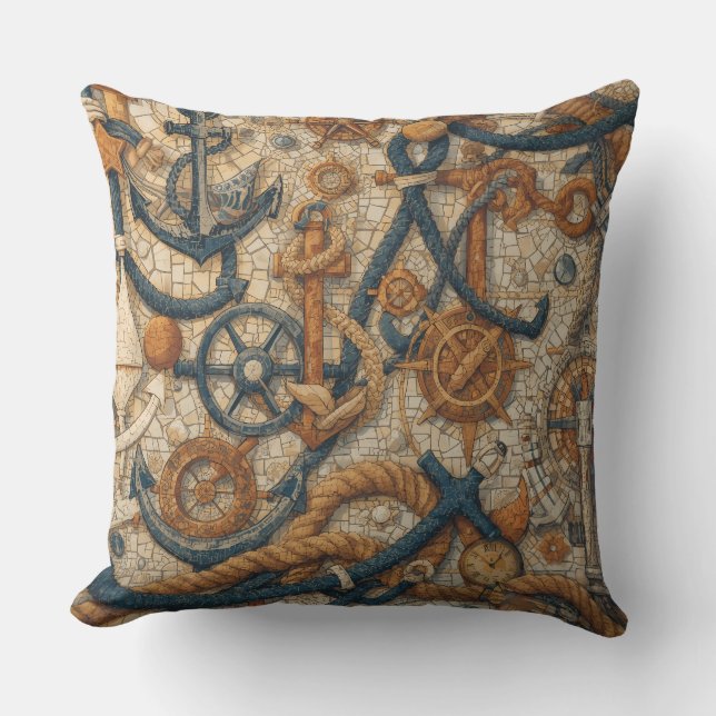 Nautical Mosaic Throw Pillow (Front)