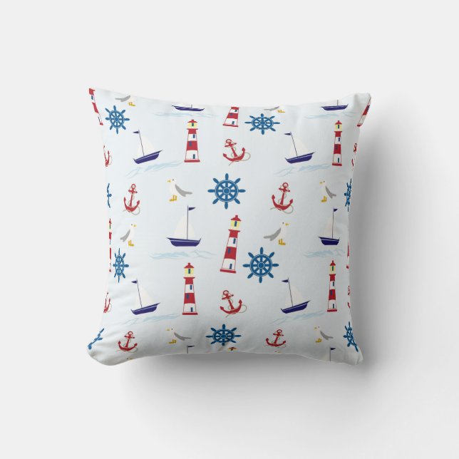 Nautical Motif Throw Pillow (Front)