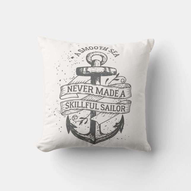 Nautical motivational sailor quote throw pillow (Front)