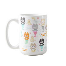 Nautical Mugs decorated with cute mermaid kittens.