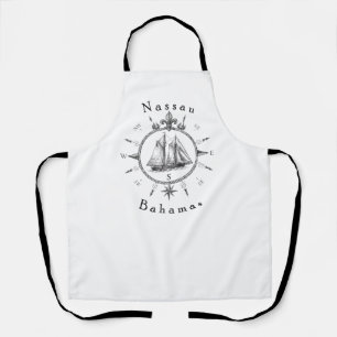 Nautical Nassau Bahamas Sailing T Shirt Compass Apron