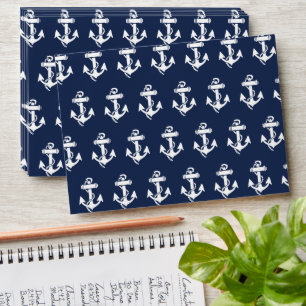Nautical Navy Anchor Beach Coastal Ocean Wedding Envelope