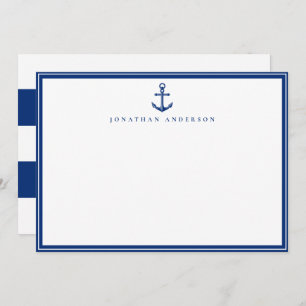Nautical Navy Anchor Custom Note Card