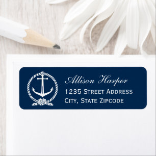 Nautical Navy Anchor Monogram Wedding Address