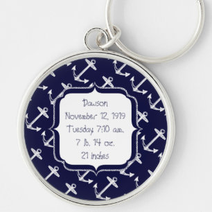 Nautical Navy Anchor Pattern Keychain