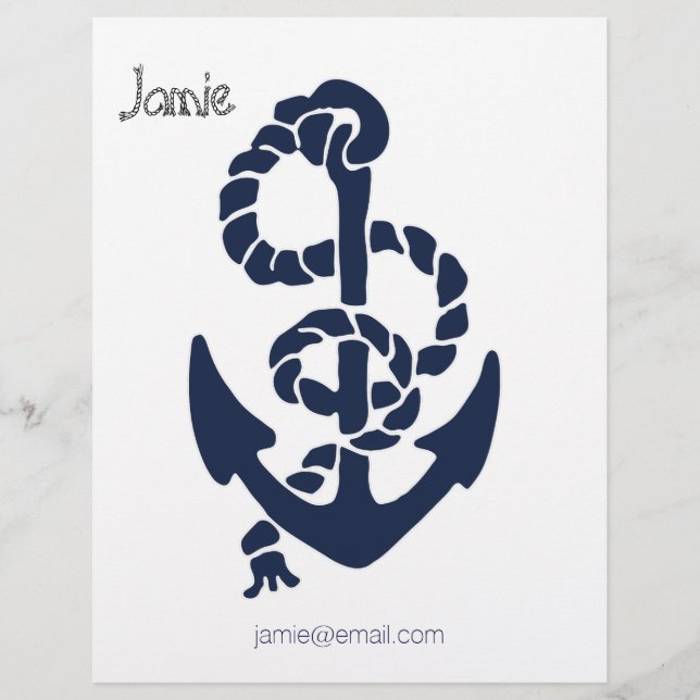 Nautical Navy Anchor Pattern Letterhead (Front)