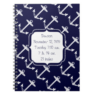 Nautical Navy Anchor Pattern Notebook