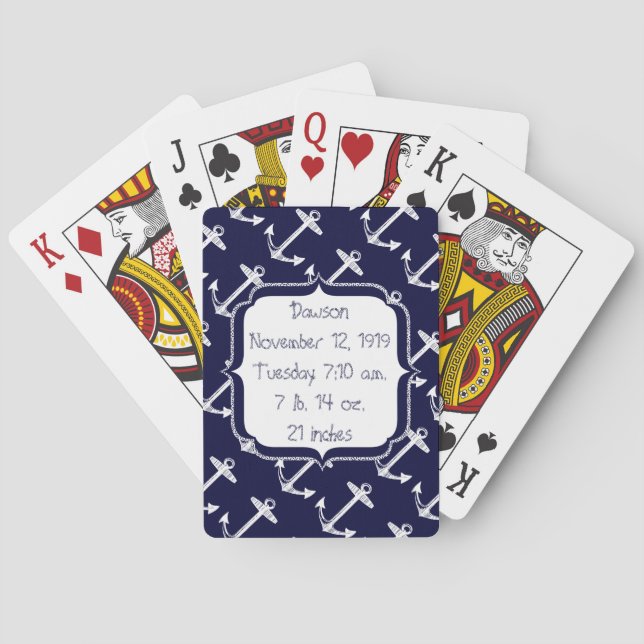 Nautical Navy Anchor Pattern Playing Cards (Back)