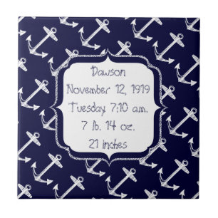 Nautical Navy Anchor Pattern Tile