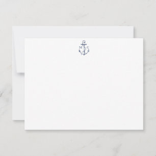 Nautical Navy Anchor Personalized Stationery Card