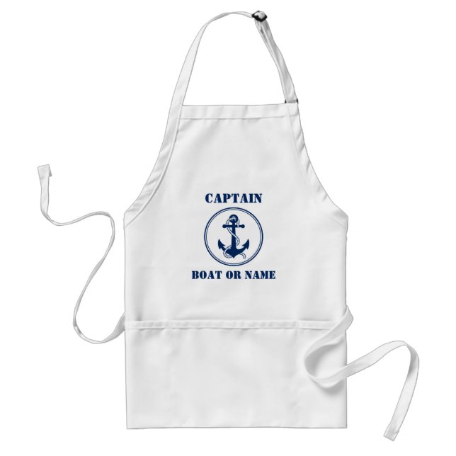 Nautical Navy anchor & Rope Captain or Boat Name Standard Apron (Front)
