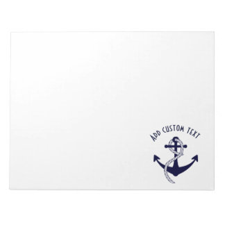 Nautical Navy Anchor & Rope Marine Custom Notepad