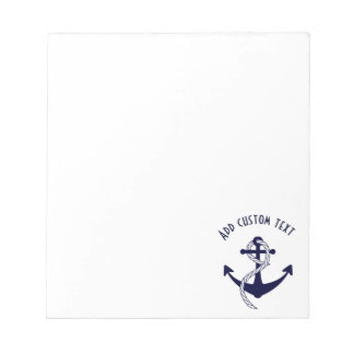 Nautical Navy Anchor & Rope Marine Custom Notepad