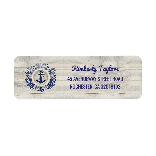 Nautical Navy Anchor Rustic Driftwood Beach (Front)